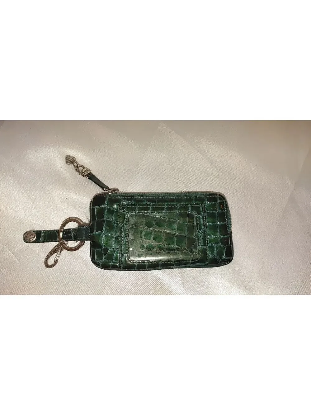 Brighton Green Patent Croc Embossed Keychain Accessories Pouch